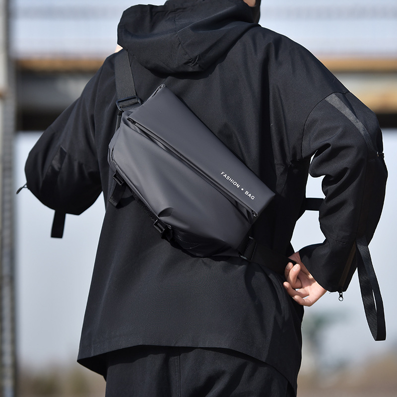 Vyrų per petį krepšys gatvės stiliui, Oxford audinys, atsparus vandeniui, ultra lengvas, atsparus dėvėjimuisi, vienos spalvos dizainas