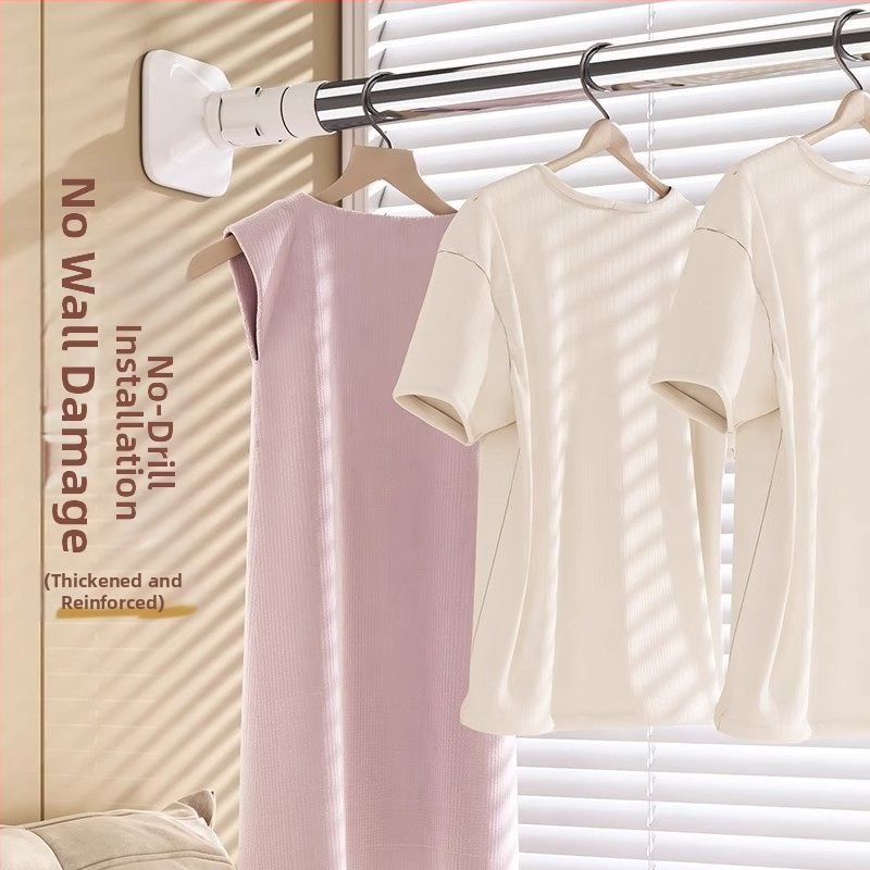 Tyč na sušenie odevov z nehrdzavejúcej ocele, bez klincov, výsuvná stena na balkón, moderný minimalistický dizajn, uvedená v roku 2025.