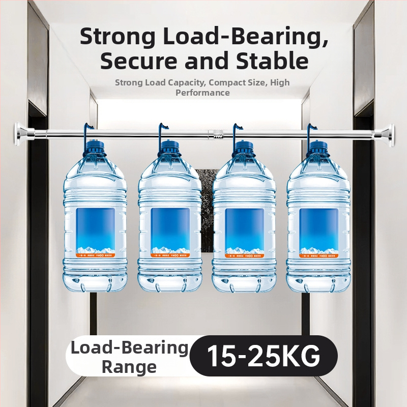 Teleskopická nerezová oceľová tyč s vylepšenou základňou na kúpeľňu, sprchový záves, dvere, šatník a sušenie oblečenia