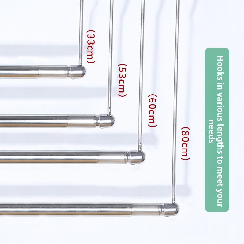 Nerezová oceľová teleskopická tyč na sušenie oblečenia na balkóne, vysúvacia veš, skladacia tyč na prikrývky – Shuntiancai