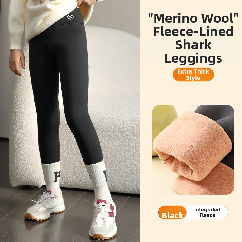 Tüdrukutele fliisvoodriga paksemad legginid, kõrge vöökoht, täispikkus, nailon 93,6%