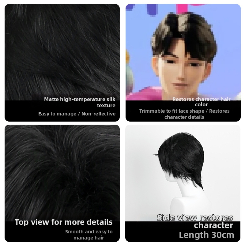 Qin Yu cosplay perukas D745, aukštos temperatūros šilko medžiaga, mechanizuota gamyba, cosplay stilius