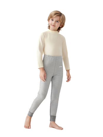 Pantaloni de bază pentru copii din bumbac 100% pentru toamnă–iarna, talie medie, deschis la zona inghinală, unisex