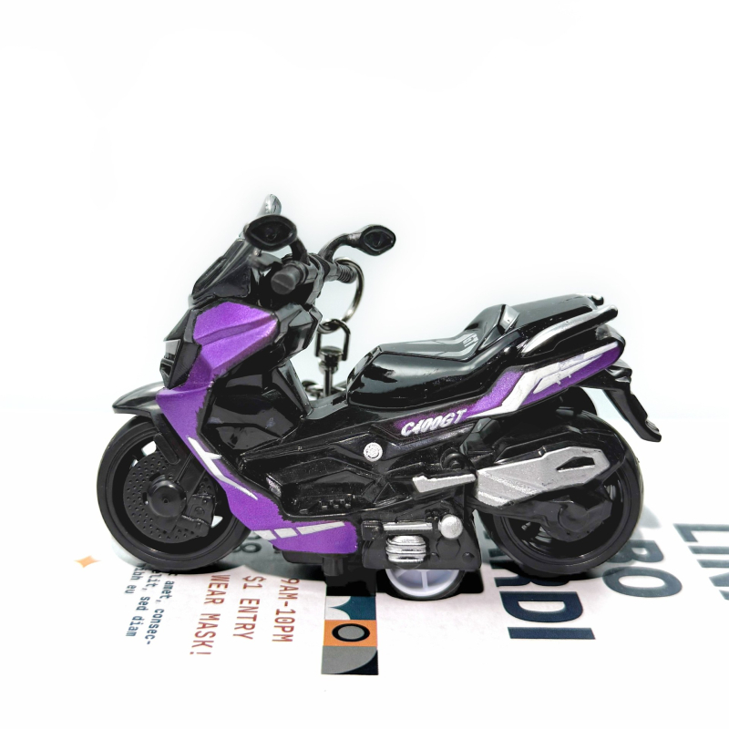 Breloc din aliaj cu design scuter pull-back, stil desen animat, ambalaj individual