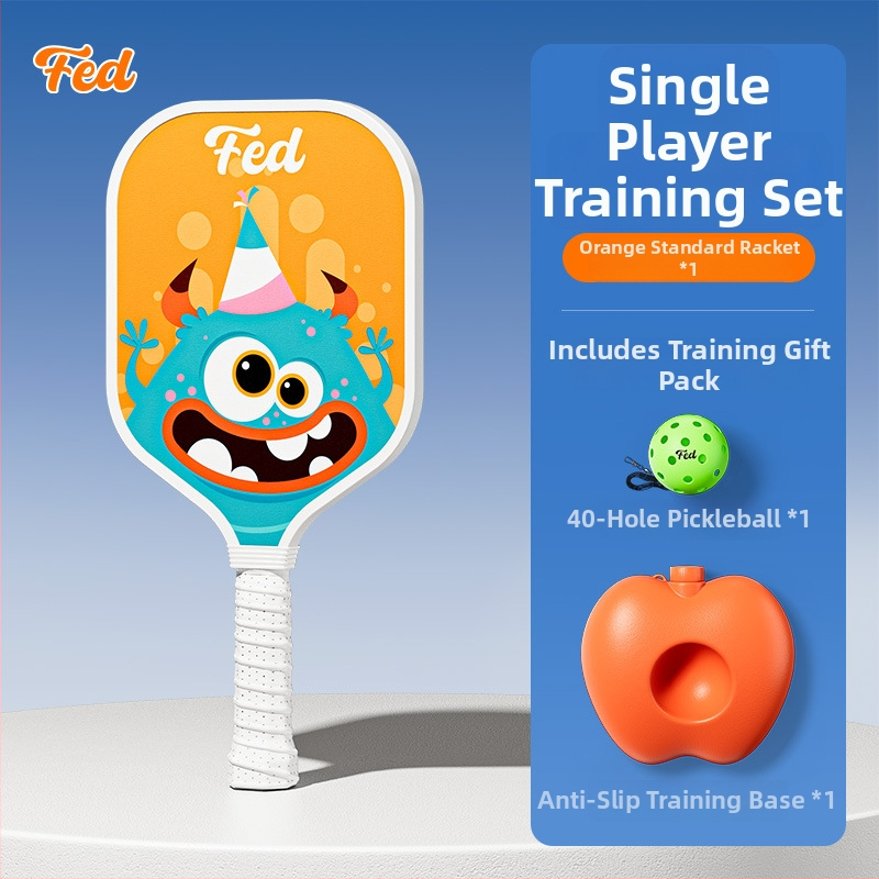 Lastele pickleballi mallettreeningkomplekt — Feltun, klaaskiud, kaal 200 g, käepideme paksus G5, algajatele