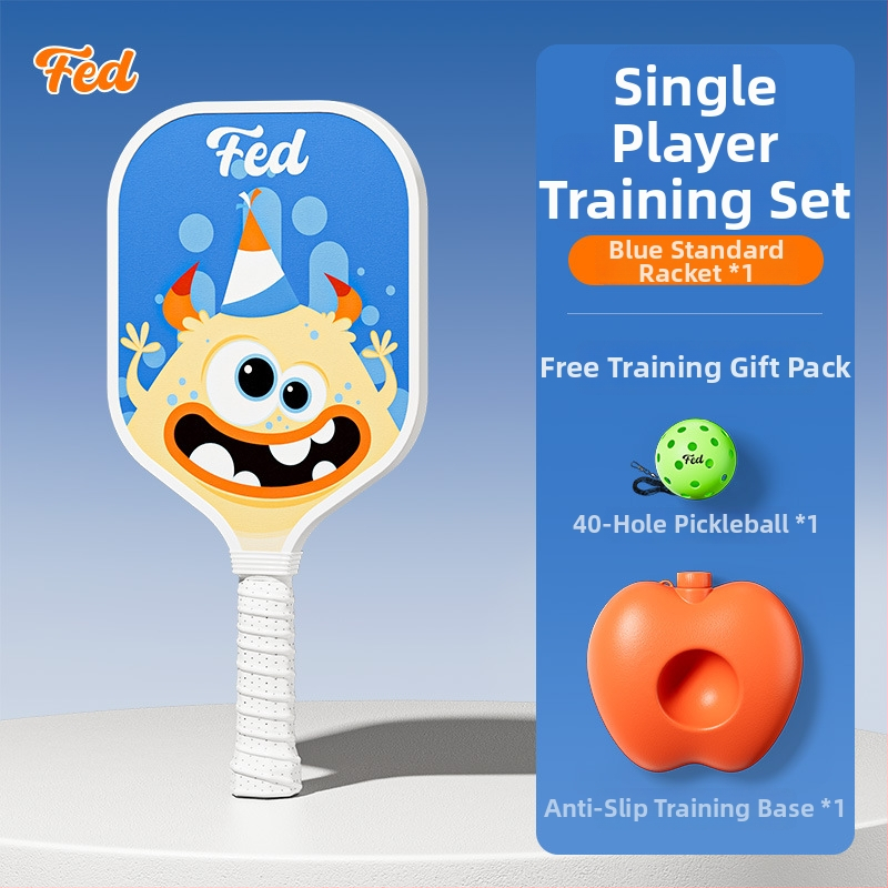 Lastele pickleballi mallettreeningkomplekt — Feltun, klaaskiud, kaal 200 g, käepideme paksus G5, algajatele