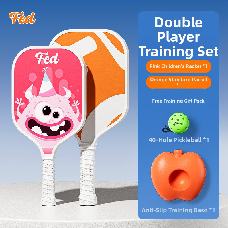 Lastele pickleballi mallettreeningkomplekt — Feltun, klaaskiud, kaal 200 g, käepideme paksus G5, algajatele