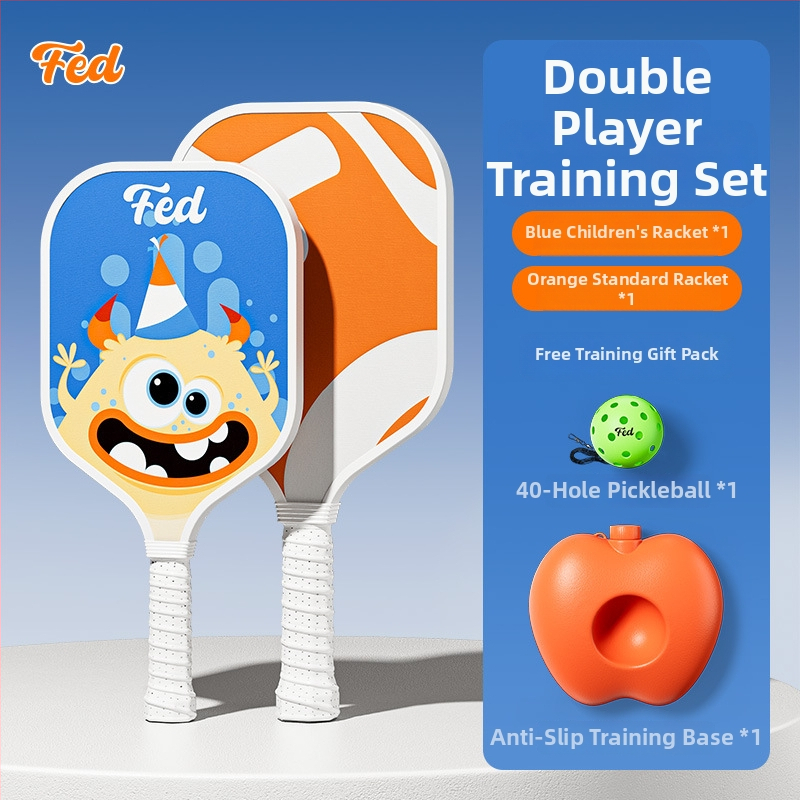 Lastele pickleballi mallettreeningkomplekt — Feltun, klaaskiud, kaal 200 g, käepideme paksus G5, algajatele