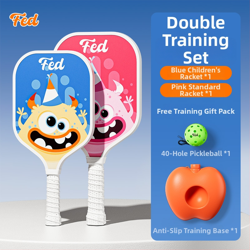 Lastele pickleballi mallettreeningkomplekt — Feltun, klaaskiud, kaal 200 g, käepideme paksus G5, algajatele