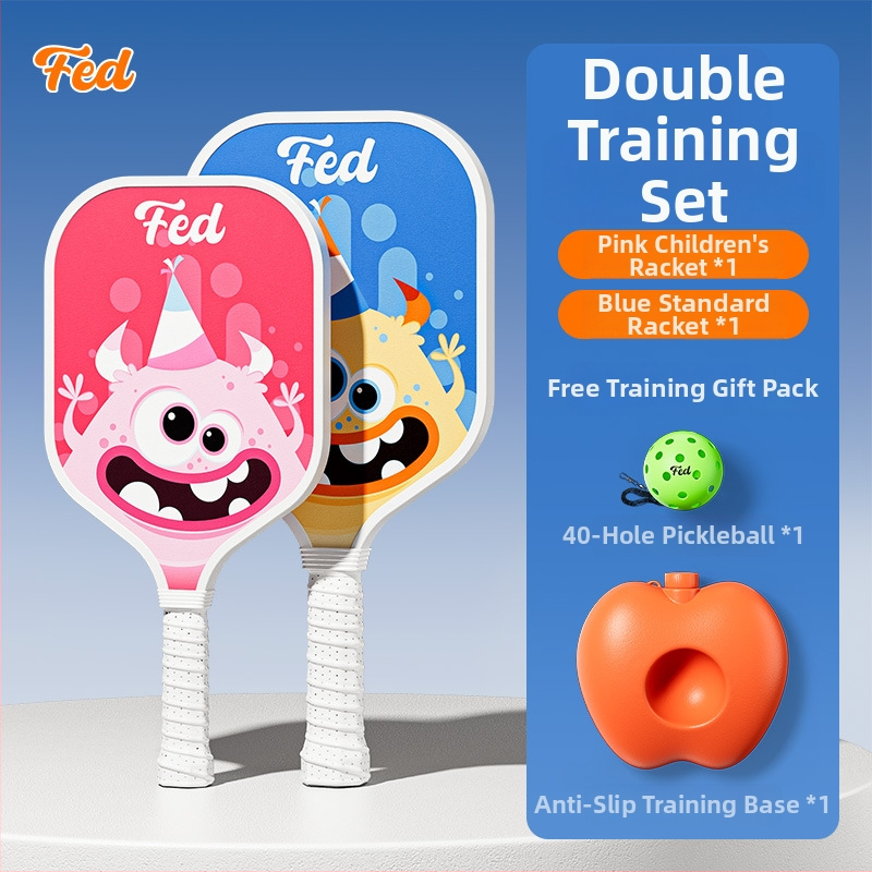 Lastele pickleballi mallettreeningkomplekt — Feltun, klaaskiud, kaal 200 g, käepideme paksus G5, algajatele