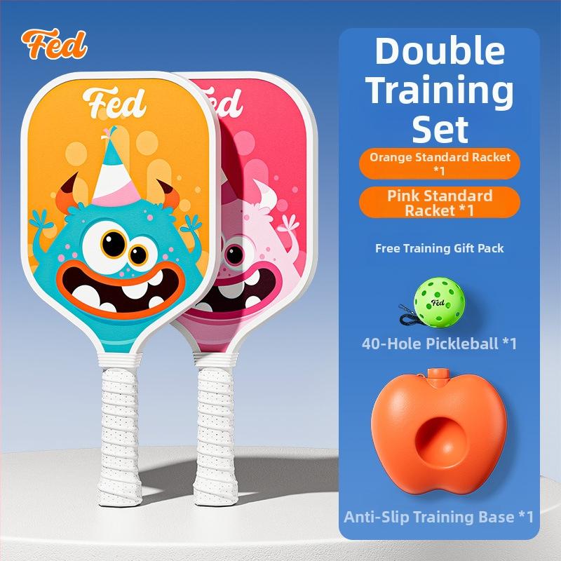 Lastele pickleballi mallettreeningkomplekt — Feltun, klaaskiud, kaal 200 g, käepideme paksus G5, algajatele