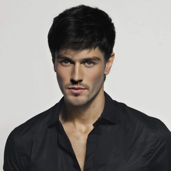 Perucă pentru bărbați scurtă, dreptă, cu breton oblic, fibre rezistente la căldură, modelul 288, poate fi vopsită