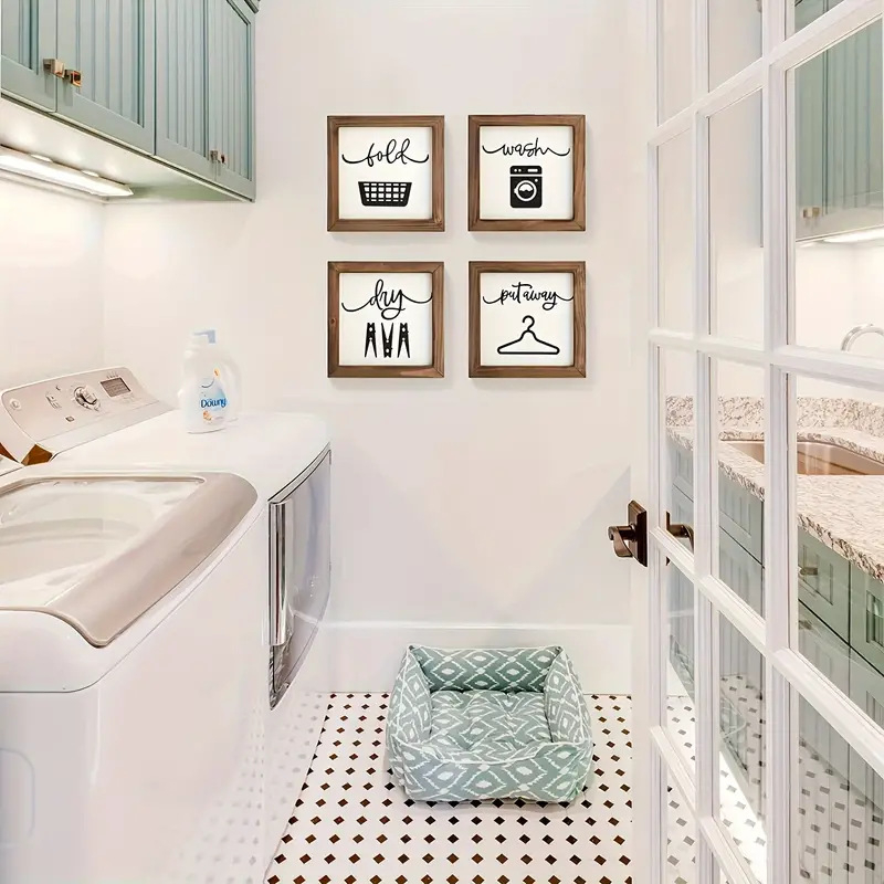 Veļas telpas sienas zīme – koka materiāls, lauku stila sienas dekors, pakarināms