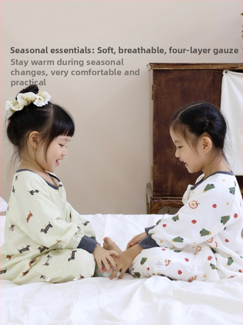 Miegmaišis kūdikiams ir vaikams, keturių sluoksnių bambukų pluošto ir medvilnės gazas (70/30) su padu, karikatūrų raštas, pavasario ir rudens sezonai, drėgmės valdymas