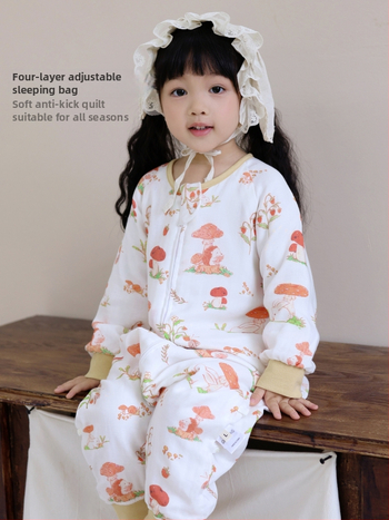 Miegmaišis kūdikiams ir vaikams, keturių sluoksnių bambukų pluošto ir medvilnės gazas (70/30) su padu, karikatūrų raštas, pavasario ir rudens sezonai, drėgmės valdymas