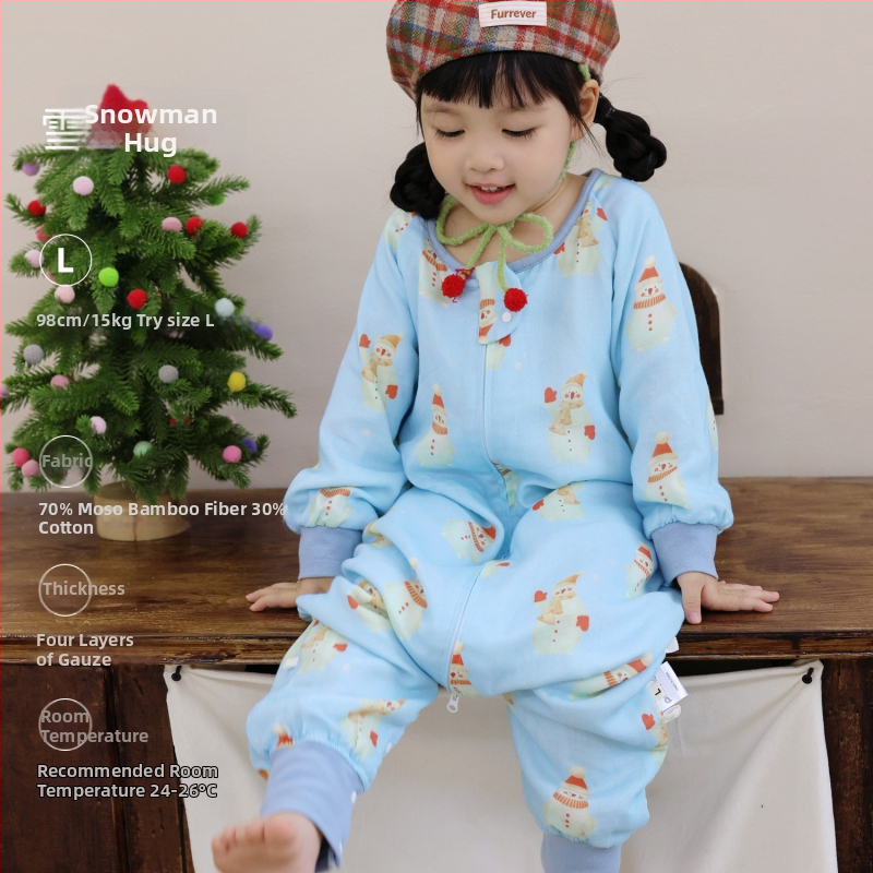 Miegmaišis kūdikiams ir vaikams, keturių sluoksnių bambukų pluošto ir medvilnės gazas (70/30) su padu, karikatūrų raštas, pavasario ir rudens sezonai, drėgmės valdymas