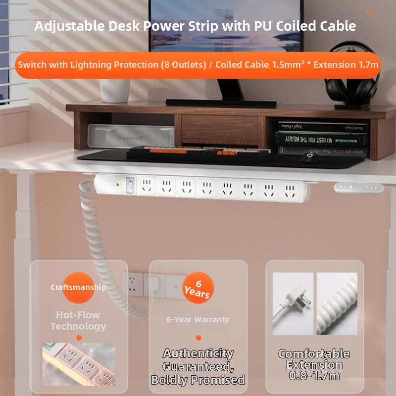 USB разклонител за настолен компютър с бързо зареждане, 10A/250V, медни контакти, CCC сертифициран