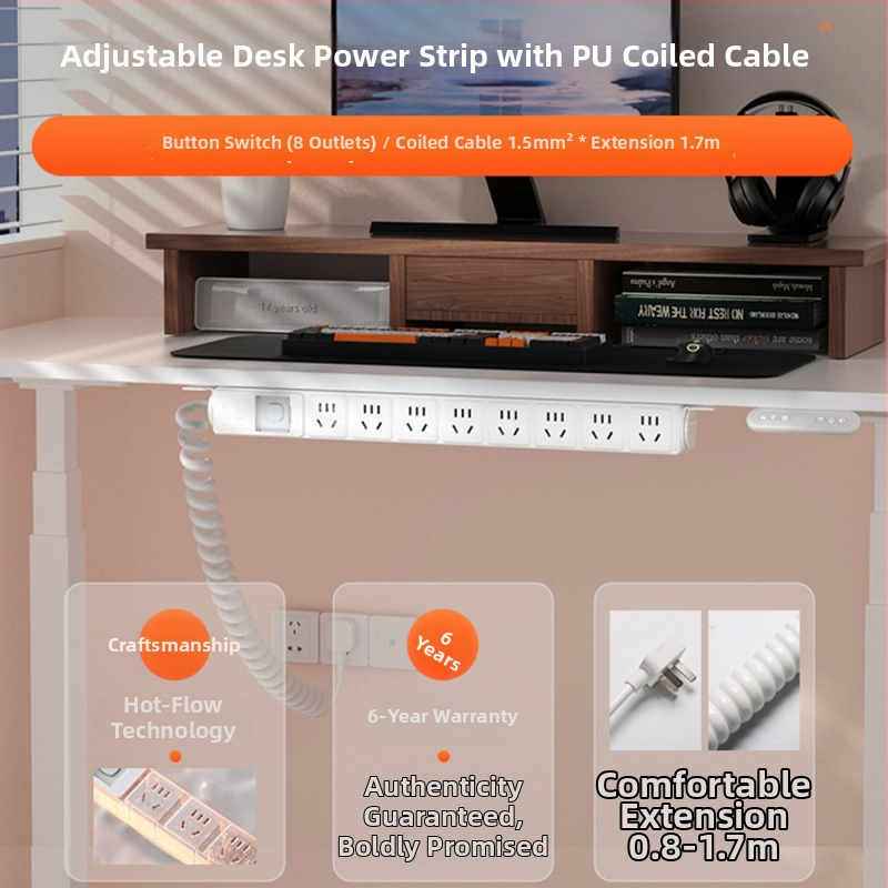 USB разклонител за настолен компютър с бързо зареждане, 10A/250V, медни контакти, CCC сертифициран