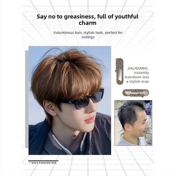 Meeste parukas, lühikesed juuksed, mehhanismiline töötlemine, kõrge temperatuuriga kiud, mudel N25-056, ilma värvi või permita