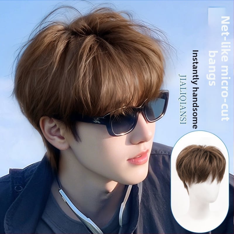 Meeste parukas, lühikesed juuksed, mehhanismiline töötlemine, kõrge temperatuuriga kiud, mudel N25-056, ilma värvi või permita