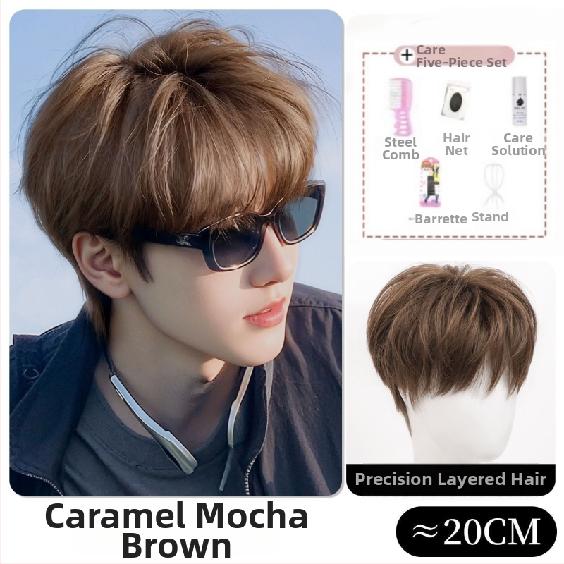 Meeste parukas, lühikesed juuksed, mehhanismiline töötlemine, kõrge temperatuuriga kiud, mudel N25-056, ilma värvi või permita