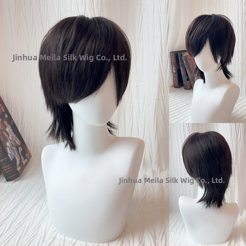 Vīriešu mullet parūka, modelis 525, augstas temperatūras šķiedra, cosplay gatava