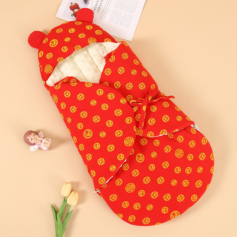 Kõik aastaajad kookon-stiilis magamiskott vastsündinutele, 95% puuvill, sünteetiline täidis, karikatuurmustriga, plastikust tõmblukk