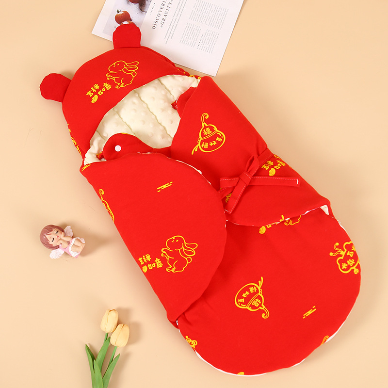 Kõik aastaajad kookon-stiilis magamiskott vastsündinutele, 95% puuvill, sünteetiline täidis, karikatuurmustriga, plastikust tõmblukk