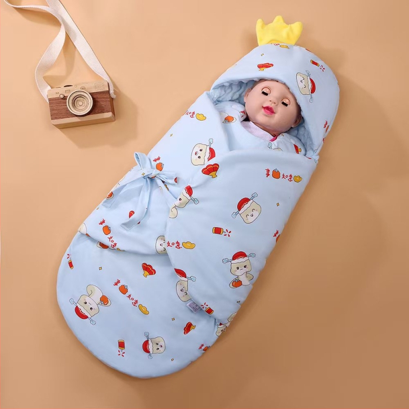 Kõik aastaajad kookon-stiilis magamiskott vastsündinutele, 95% puuvill, sünteetiline täidis, karikatuurmustriga, plastikust tõmblukk
