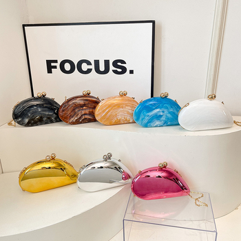 Geantă de seară ABS, ovală, cross-body, închidere magnetică, fără căptușeală, buzunare interne pentru telefon și documente, vară 2025