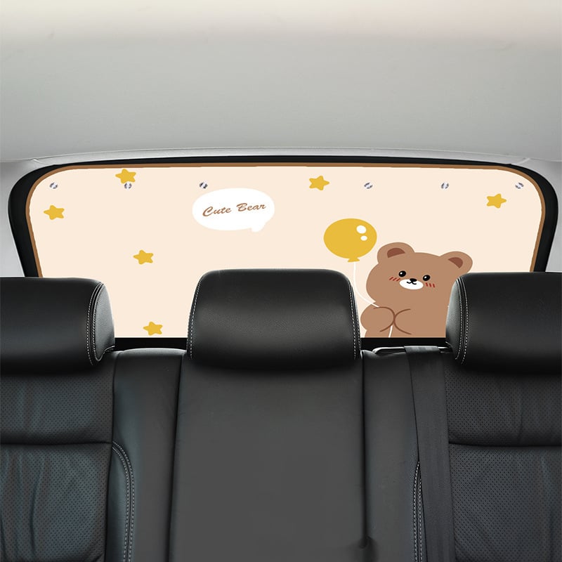 Auto päikesekaitse tagase akna imitorõngaga – lastele sobiv multikakujundus, päikesekaitse ja soojusisolatsioon (Materjal: varjutav kangas; Paigaldus: imitorõngaga; Stiil: karikatuur; Muster: animeeritud tegelased; Kohaldatavas osas: tagaaken)