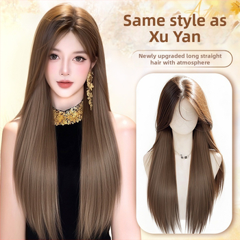 Dlhá rovná parochňa s ofinkou, korejský štýl, model 9001, vlákna s vysokou teplotnou odolnosťou, konštrukcia s mechanizmom