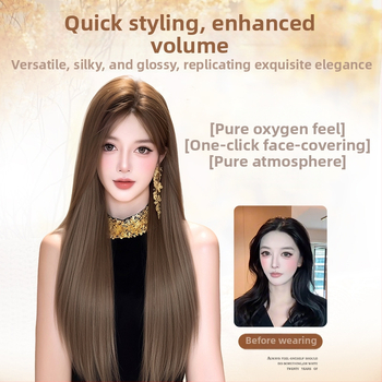 Dlhá rovná parochňa s ofinkou, korejský štýl, model 9001, vlákna s vysokou teplotnou odolnosťou, konštrukcia s mechanizmom