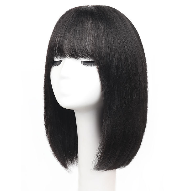 Paruka z pravých ľudských vlasov, prirodzený štýl, BOBO-35, stredná dĺžka, dlhé rovné vlasy s ofinkou typu qi, možné farbiť, mechanicky spracované