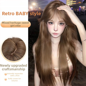 Paruka: dlhá rovná paruka s rovnými ofinami, prirodzený vzhľad, vlasy z vysokoteplotného hodvábu, nejde farbiť