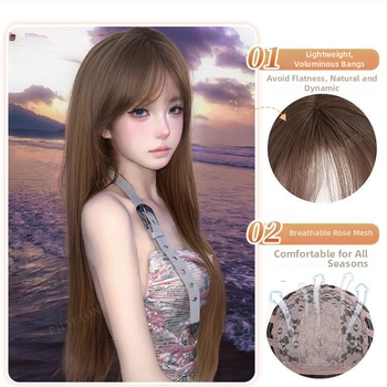 Paruka: dlhá rovná paruka s rovnými ofinami, prirodzený vzhľad, vlasy z vysokoteplotného hodvábu, nejde farbiť