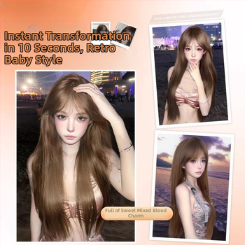 Paruka: dlhá rovná paruka s rovnými ofinami, prirodzený vzhľad, vlasy z vysokoteplotného hodvábu, nejde farbiť