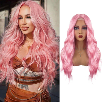 Parochňa pre ženy, stredový part, vysokoteplotné vlákna, dlhé vlnité vlasy, krajka na pokožke hlavy, Model 316