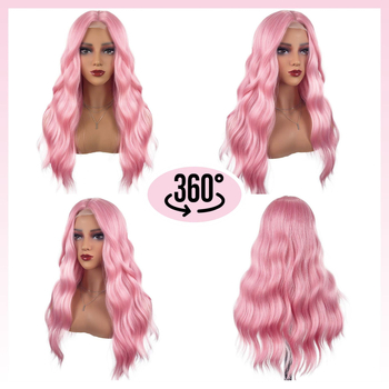 Parochňa pre ženy, stredový part, vysokoteplotné vlákna, dlhé vlnité vlasy, krajka na pokožke hlavy, Model 316