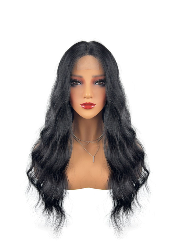 Parochňa pre ženy, stredový part, vysokoteplotné vlákna, dlhé vlnité vlasy, krajka na pokožke hlavy, Model 316