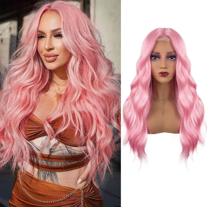 Parochňa pre ženy, stredový part, vysokoteplotné vlákna, dlhé vlnité vlasy, krajka na pokožke hlavy, Model 316