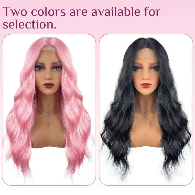 Parochňa pre ženy, stredový part, vysokoteplotné vlákna, dlhé vlnité vlasy, krajka na pokožke hlavy, Model 316