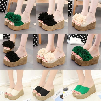 Naistele platvormiga kiilukõrgusega sandaalid, Korea stiilis, ülemine osa elastne kangas, tallad kummist, tallapaksus 5–8 cm