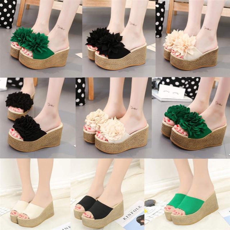 Naistele platvormiga kiilukõrgusega sandaalid, Korea stiilis, ülemine osa elastne kangas, tallad kummist, tallapaksus 5–8 cm