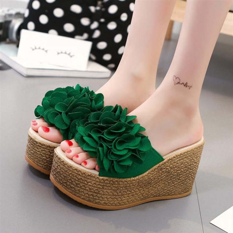 Naistele platvormiga kiilukõrgusega sandaalid, Korea stiilis, ülemine osa elastne kangas, tallad kummist, tallapaksus 5–8 cm