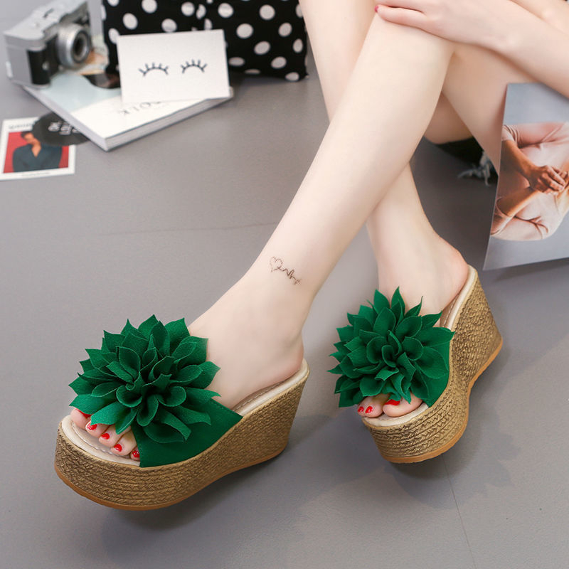 Naistele platvormiga kiilukõrgusega sandaalid, Korea stiilis, ülemine osa elastne kangas, tallad kummist, tallapaksus 5–8 cm