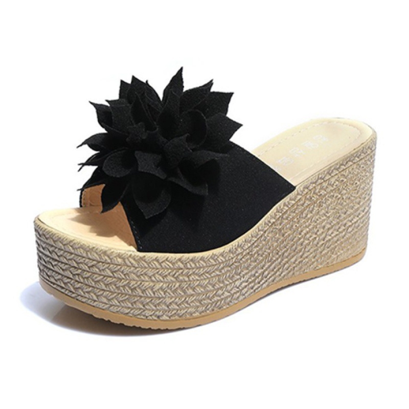 Naistele platvormiga kiilukõrgusega sandaalid, Korea stiilis, ülemine osa elastne kangas, tallad kummist, tallapaksus 5–8 cm