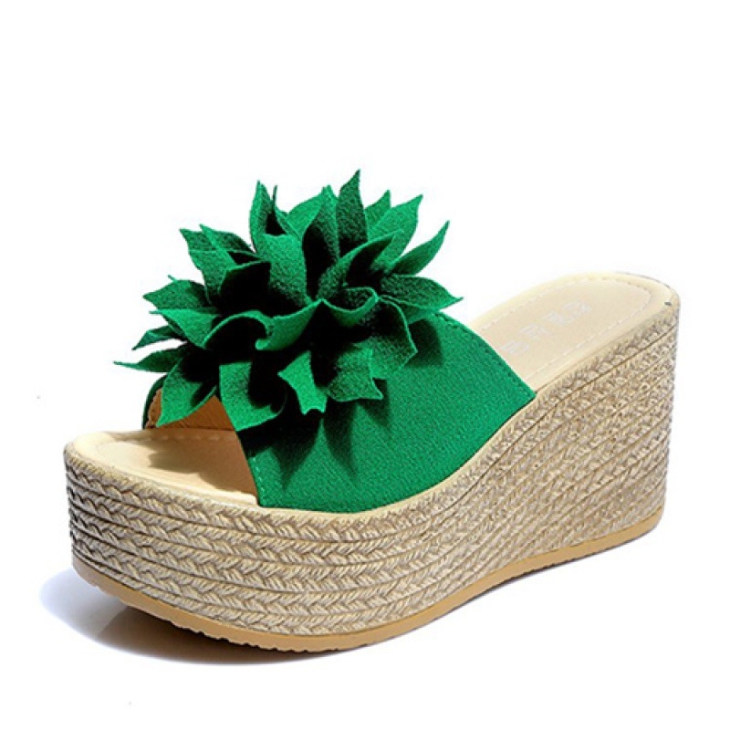 Naistele platvormiga kiilukõrgusega sandaalid, Korea stiilis, ülemine osa elastne kangas, tallad kummist, tallapaksus 5–8 cm