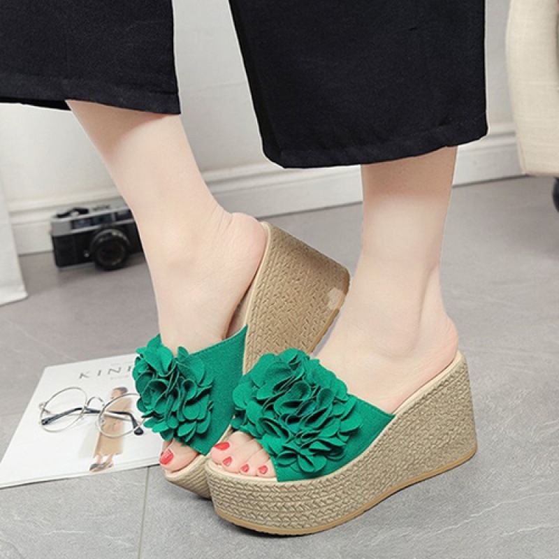 Naistele platvormiga kiilukõrgusega sandaalid, Korea stiilis, ülemine osa elastne kangas, tallad kummist, tallapaksus 5–8 cm