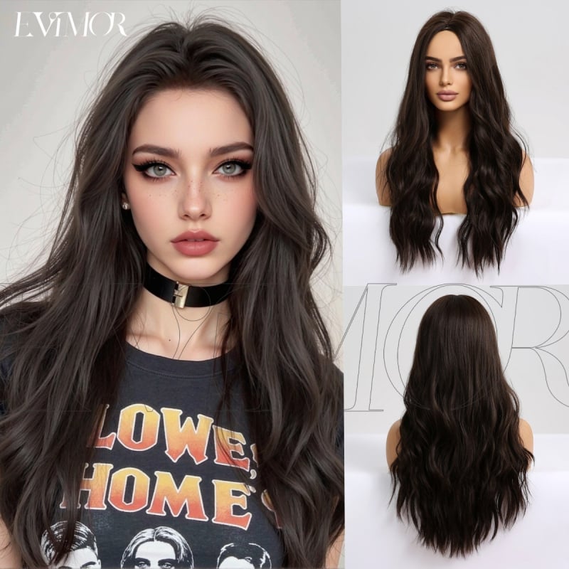 Parochňa v prirodzenom štýle, model LC179-4, tepelne odolné vlákna, stredne dlhé kučery, matný hodvábny vzhľad, pružná sieťka